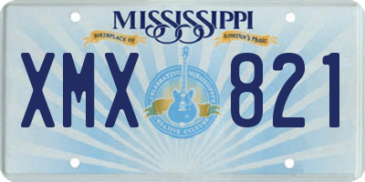 MS license plate XMX821