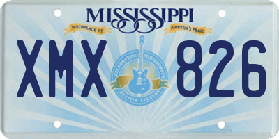 MS license plate XMX826
