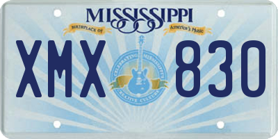 MS license plate XMX830
