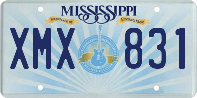 MS license plate XMX831