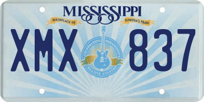 MS license plate XMX837