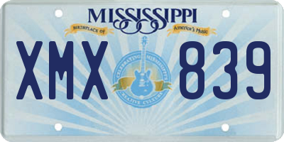 MS license plate XMX839