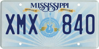 MS license plate XMX840
