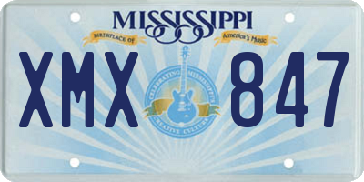 MS license plate XMX847