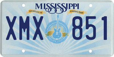 MS license plate XMX851