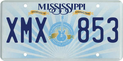 MS license plate XMX853