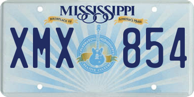 MS license plate XMX854
