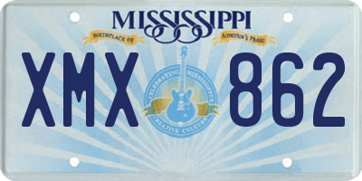 MS license plate XMX862