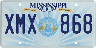 MS license plate XMX868