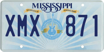 MS license plate XMX871