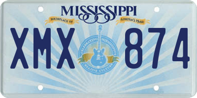 MS license plate XMX874