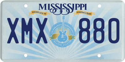 MS license plate XMX880