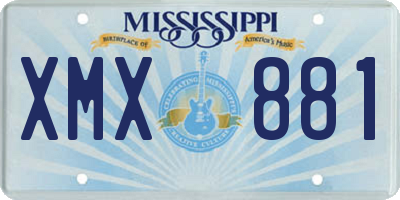 MS license plate XMX881