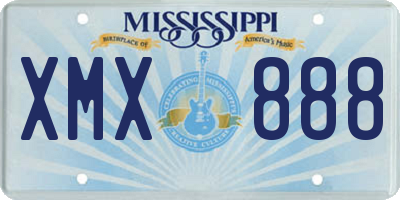 MS license plate XMX888