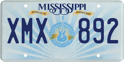 MS license plate XMX892