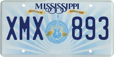 MS license plate XMX893