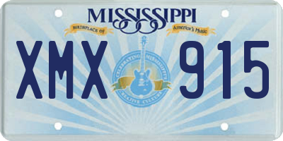 MS license plate XMX915