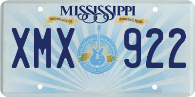 MS license plate XMX922