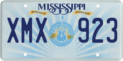 MS license plate XMX923