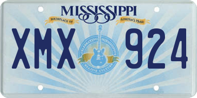 MS license plate XMX924