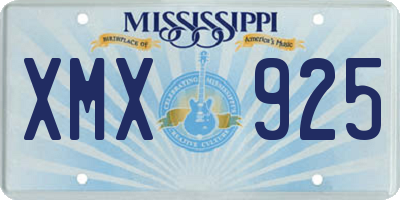 MS license plate XMX925