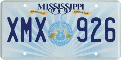 MS license plate XMX926