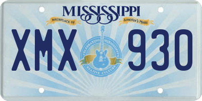 MS license plate XMX930