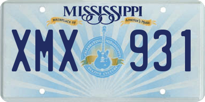 MS license plate XMX931