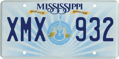 MS license plate XMX932