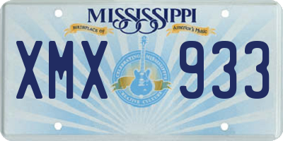 MS license plate XMX933