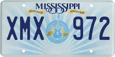 MS license plate XMX972