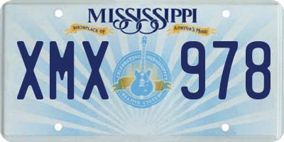 MS license plate XMX978