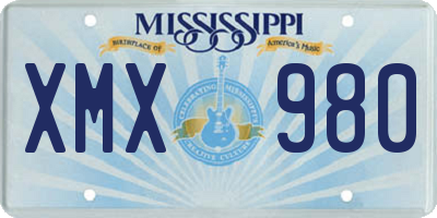 MS license plate XMX980