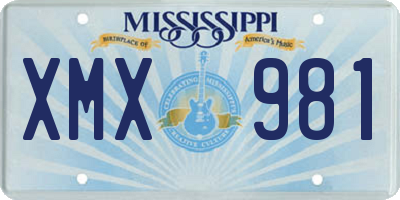 MS license plate XMX981