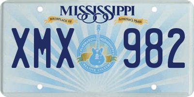 MS license plate XMX982