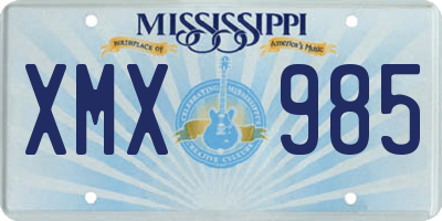 MS license plate XMX985