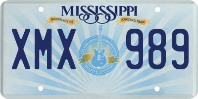 MS license plate XMX989