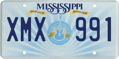 MS license plate XMX991