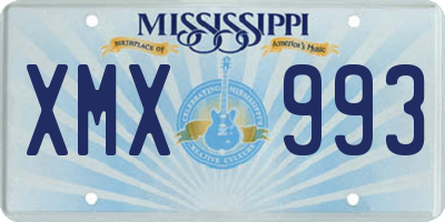 MS license plate XMX993