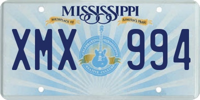 MS license plate XMX994