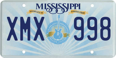 MS license plate XMX998