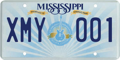 MS license plate XMY001