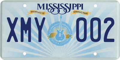 MS license plate XMY002