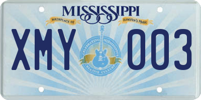 MS license plate XMY003