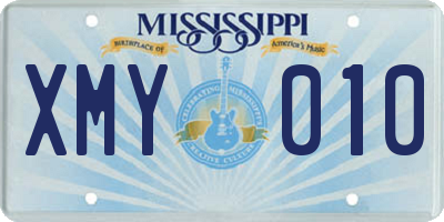 MS license plate XMY010
