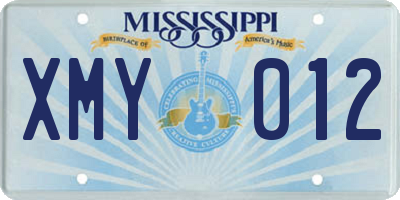 MS license plate XMY012