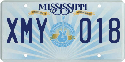 MS license plate XMY018