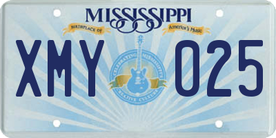 MS license plate XMY025