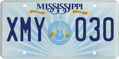 MS license plate XMY030