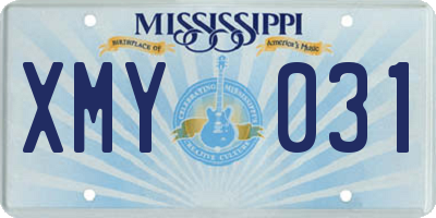 MS license plate XMY031